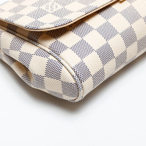 LOUIS VUITTON 2014 Damier Azur Favorite MM Shoulder Bag white WS20533