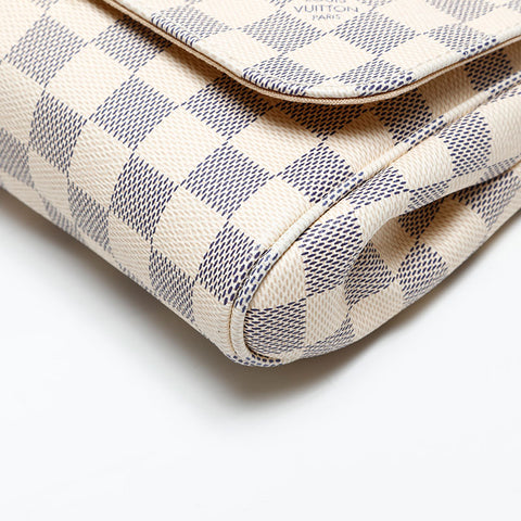 LOUIS VUITTON 2014 Damier Azur Favorite MM Shoulder Bag white WS20533