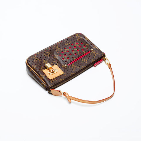 LOUIS VUITTON 2006 Monogram Perfo Pochette Accessoires Handbag Brown WS20534