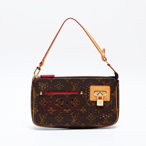 LOUIS VUITTON 2006 Monogram Perfo Pochette Accessoires Handbag Brown WS20534