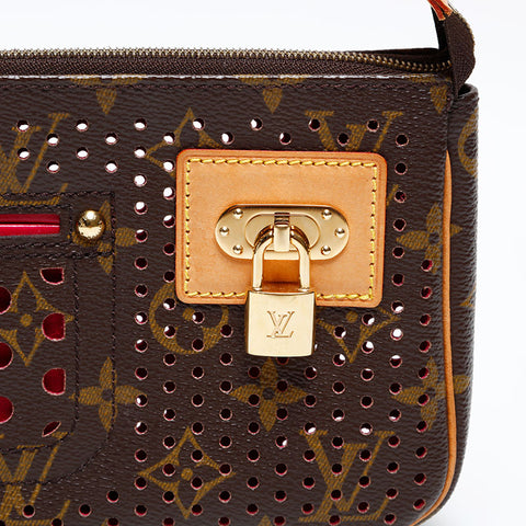 LOUIS VUITTON 2006 Monogram Perfo Pochette Accessoires Handbag Brown WS20534