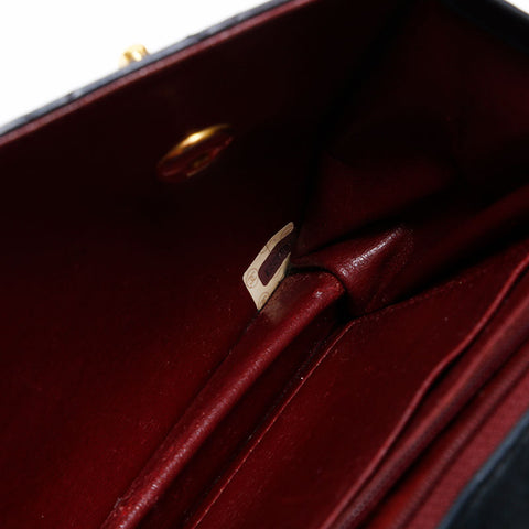 CHANEL 1st Series 1989-1991 Double Turn Lock Chain Flap Ram Shoulder Bag black WS20537