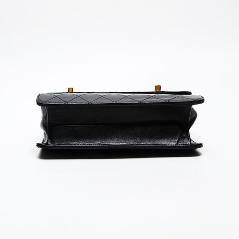 CHANEL 1st Series 1989-1991 Double Turn Lock Chain Flap Ram Shoulder Bag black WS20537