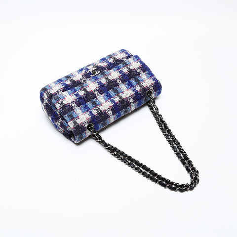 CHANEL 26th series 2018-2019 Tweed Chain Flap Shoulder Bag blue WS20538