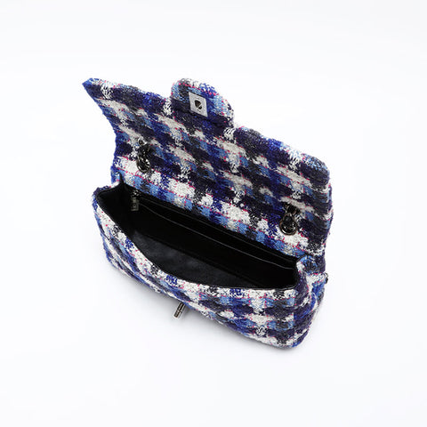 CHANEL 26th series 2018-2019 Tweed Chain Flap Shoulder Bag blue WS20538