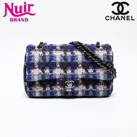 CHANEL 26th series 2018-2019 Tweed Chain Flap Shoulder Bag blue WS20538