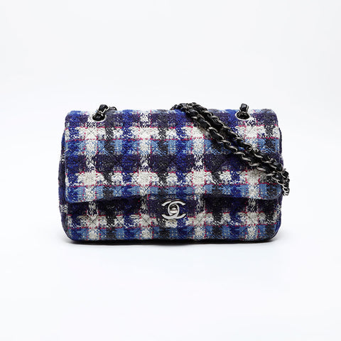 CHANEL 26th series 2018-2019 Tweed Chain Flap Shoulder Bag blue WS20538