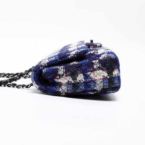 CHANEL 26th series 2018-2019 Tweed Chain Flap Shoulder Bag blue WS20538