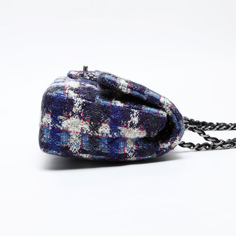 CHANEL 26th series 2018-2019 Tweed Chain Flap Shoulder Bag blue WS20538