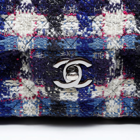 CHANEL 26th series 2018-2019 Tweed Chain Flap Shoulder Bag blue WS20538