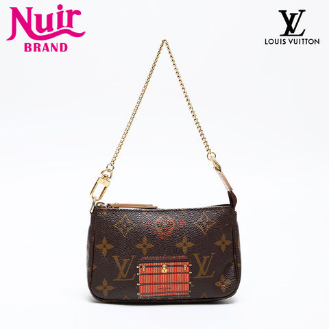 LOUIS VUITTON 2013 Monogram Mini Pochette Accessoires Trunk Print Handbag Brown WS20540