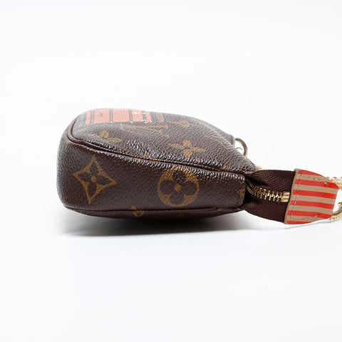 LOUIS VUITTON 2013 Monogram Mini Pochette Accessoires Trunk Print Handbag Brown WS20540