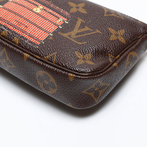 ルイ・ヴィトン LOUIS VUITTON 2013年製 モノグラム ミニポシェット アクセソワール トランクプリント ハンドバッグ ブラウン WS20540
