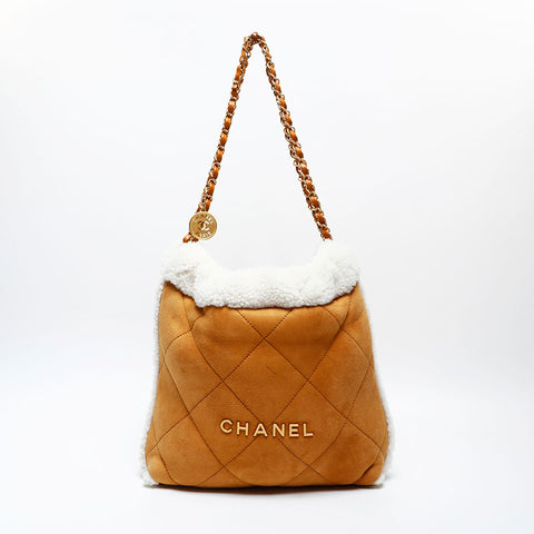 CHANEL Chanel 22 Mouton Hobo Bag Shoulder Bag Brown WS20542