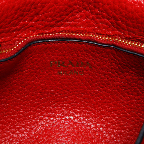 PRADA Flap Leather Shoulder Bag Red WS20544