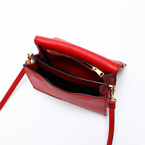 PRADA Flap Leather Shoulder Bag Red WS20544