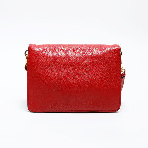 PRADA Flap Leather Shoulder Bag Red WS20544