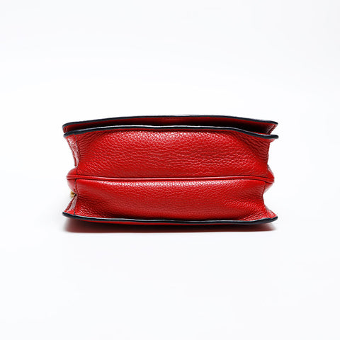 PRADA Flap Leather Shoulder Bag Red WS20544