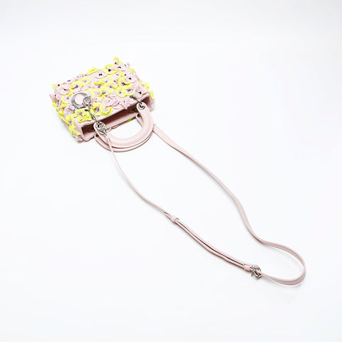 Christian Dior Mini Lady Dior Flower Renew Shoulder Bag pink WS20547