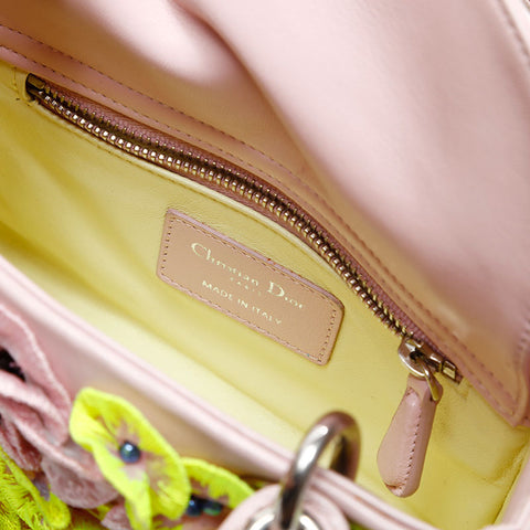 Christian Dior Mini Lady Dior Flower Renew Shoulder Bag pink WS20547