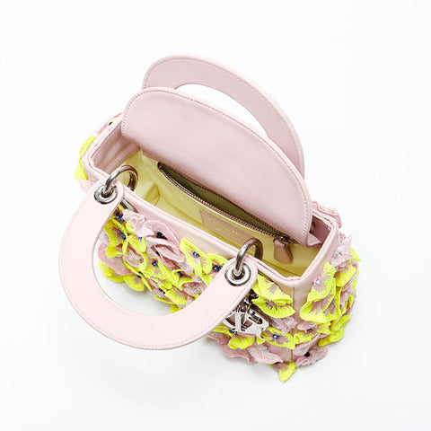 Christian Dior Mini Lady Dior Flower Renew Shoulder Bag pink WS20547