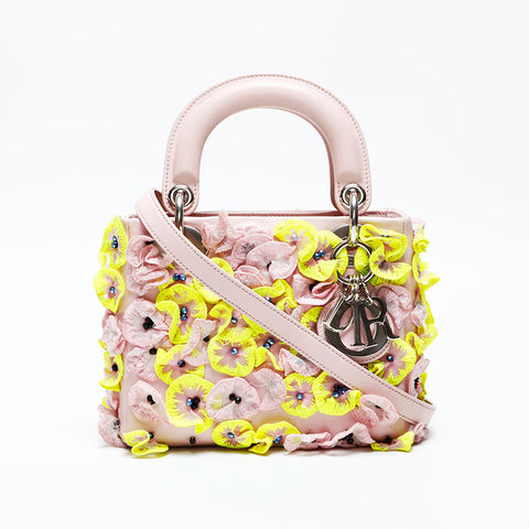 Christian Dior Mini Lady Dior Flower Renew Shoulder Bag pink WS20547