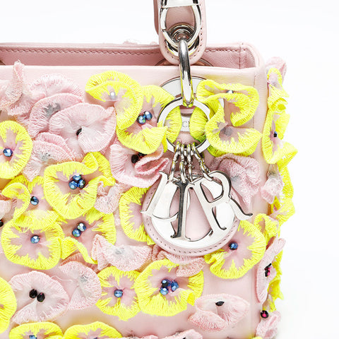 Christian Dior Mini Lady Dior Flower Renew Umhängetasche rosa WS20547