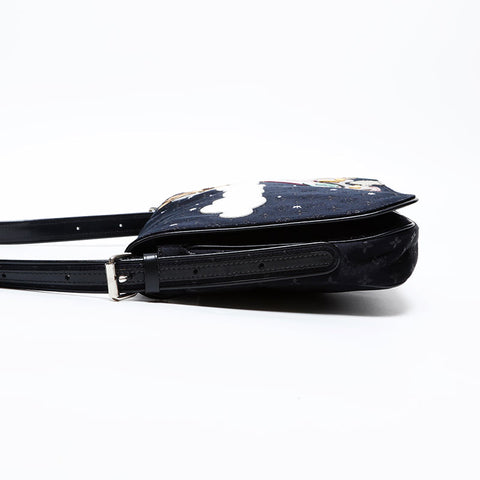 LOUIS VUITTON 2002 Monogram Comte de Fay Musette Shoulder Bag black WS20549