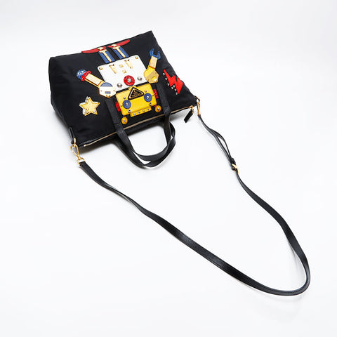 PRADA Nylon Robot Shoulder Bag black WS20558