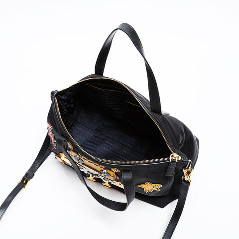 PRADA Nylon Robot Shoulder Bag black WS20558