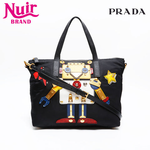 PRADA Nylon Robot Shoulder Bag black WS20558