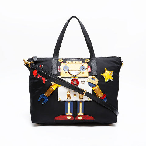 PRADA Nylon Robot Shoulder Bag black WS20558