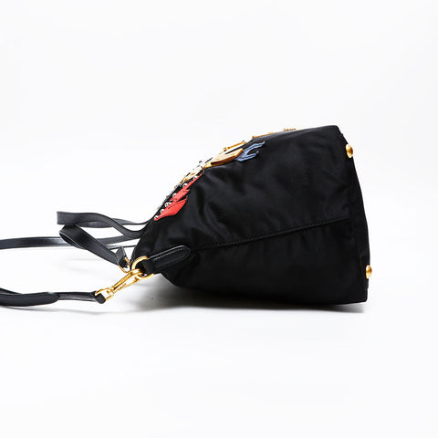 PRADA Nylon Robot Shoulder Bag black WS20558