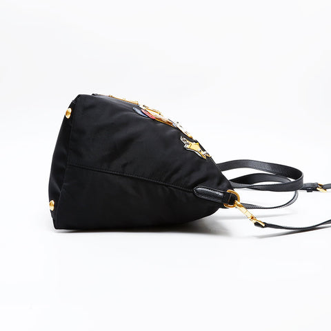 PRADA Nylon Robot Shoulder Bag black WS20558