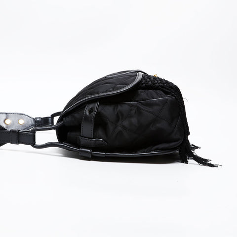 PRADA fringe Shoulder Bag black WS20559