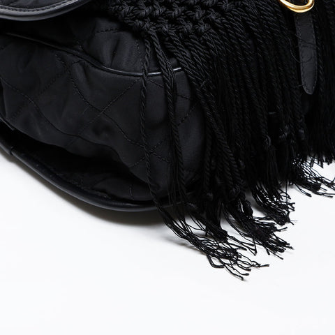 PRADA fringe Shoulder Bag black WS20559