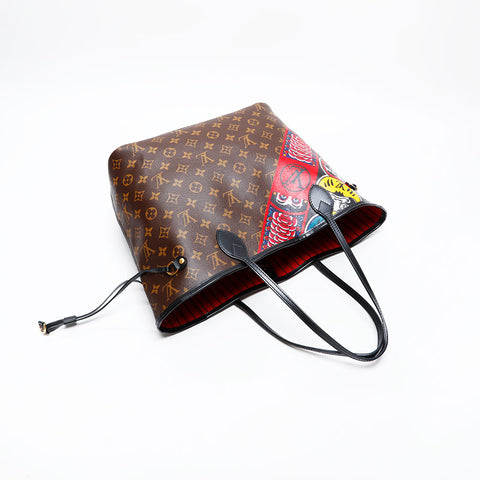 LOUIS VUITTON 2017 Monogram Kansai Yamamoto Neverfull MM Tote Bag Brown WS20561