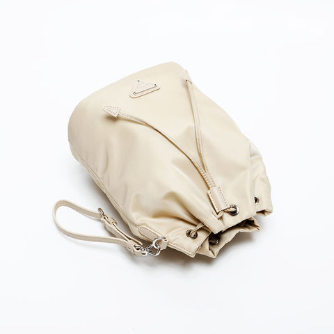 PRADA Re-Nylon Drawstring Bag Handbag beige WS20568