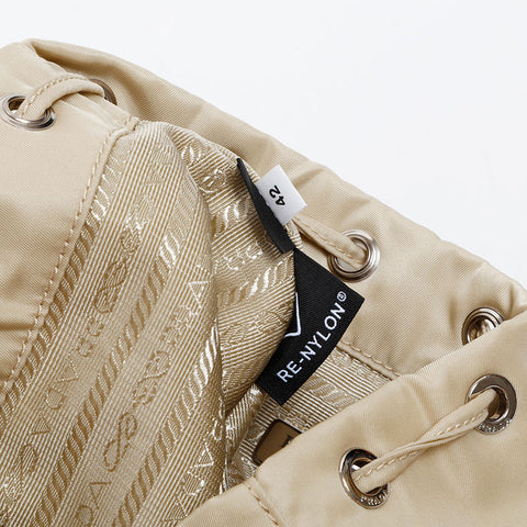 PRADA Re-Nylon Drawstring Bag Handbag beige WS20568