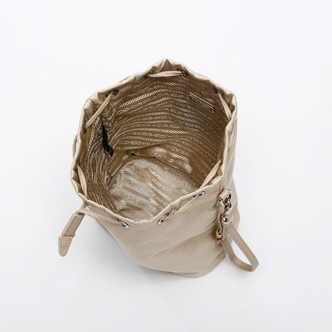 PRADA Re-Nylon Drawstring Bag Handbag beige WS20568