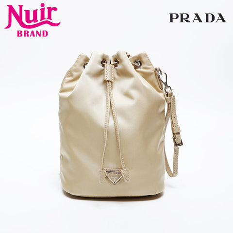 PRADA Re-Nylon Drawstring Bag Handbag beige WS20568