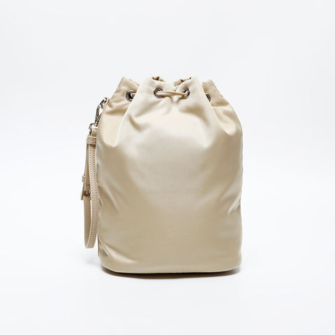 PRADA Re-Nylon Drawstring Bag Handbag beige WS20568