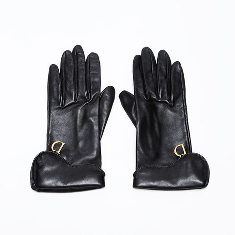 Christian Dior Leather Gloves gloves black WS20581