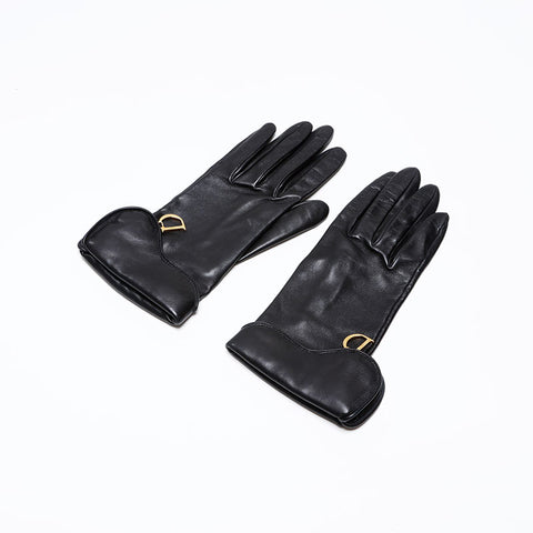 Christian Dior Leather Gloves gloves black WS20581