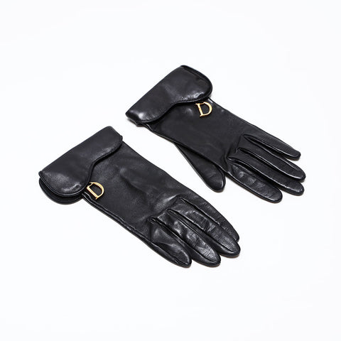 dior gardening gloves Christian Dior Leather Gloves gloves black WS20581 – NUIR VINTAGE