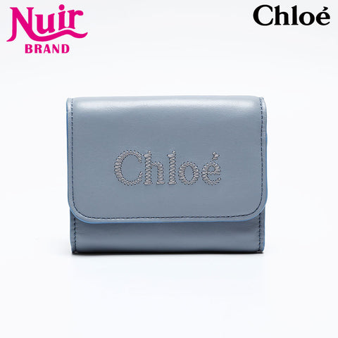 Chloe Chloe Sense Logo 3-Fold Double Hook Tri-fold wallet blue WS20585