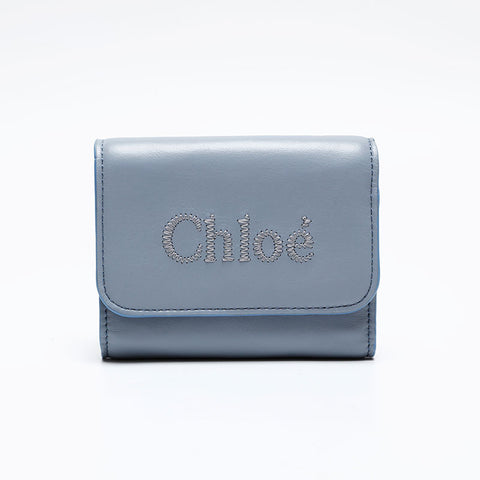 Chloe Chloe Sense Logo 3-Fold Double Hook Tri-fold wallet blue WS20585