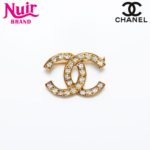 CHANEL COCO Mark rhinestone Brooch gold WS20590