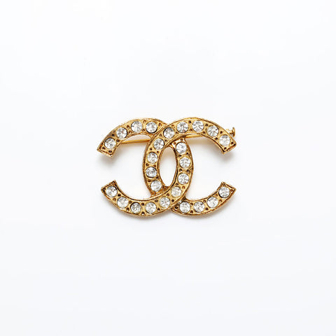 CHANEL COCO Mark rhinestone Brooch gold WS20590