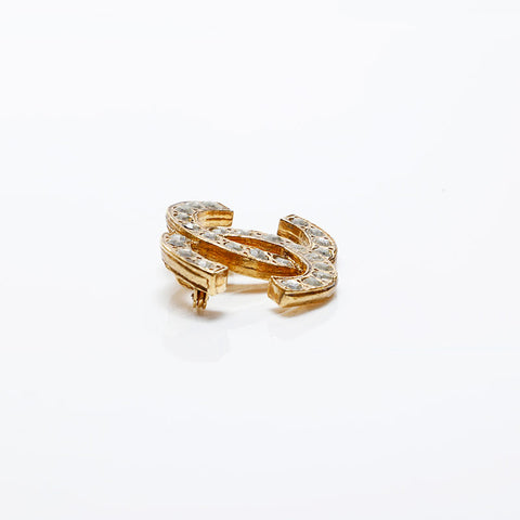 CHANEL COCO Mark rhinestone Brooch gold WS20590